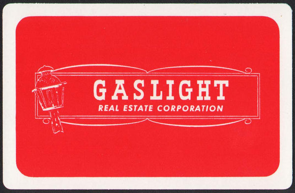 Vintage playing card GASLIGHT REAL ESTATE CORPORATION red Chillicothe Missouri