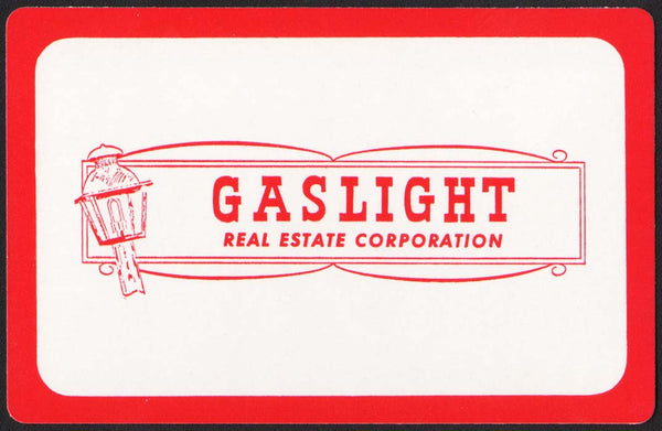 Vintage playing card GASLIGHT REAL ESTATE CORPORATION white Chillicothe Missouri