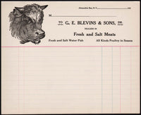 Vintage receipt G E BLEVINS cow pictured Alexandria Bay New York 1920s n-mint+