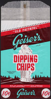 Vintage bag GEISERS DIPPING CHIPS picturing Old Faithful Milwaukee unused n-mint