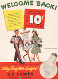 Vintage magazine ad GE GENERAL ELECTRIC LAMPS 1945 Robert O Reid art lightbulb