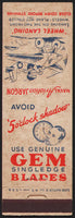 Vintage matchbook cover GEM BLADES Naval Aviation Jargon Wheel Landing cartoon