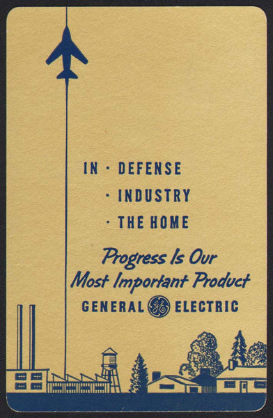 Vintage playing card GENERAL ELECTRIC gold background Defense Industry The Home