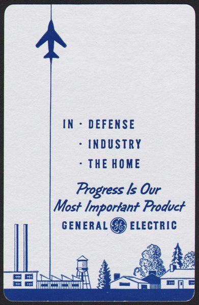 Vintage playing card GENERAL ELECTRIC silver background Defense Industry Home