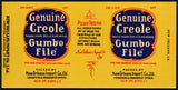 Vintage label GENUINE CREOLE Gumbo File New Orleans Import Co Louisiana n-mint+