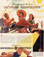 Vintage magazine ad GENERAL ELECTRIC SUNLAMPS 1939 Robert Patterson beach scene