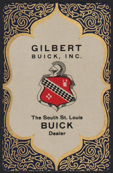 Vintage playing card GILBERT BUICK INC with logo blue background South St Louis