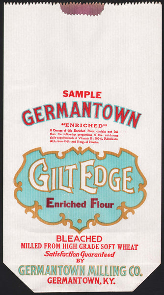 Vintage bag GILT EDGE Enriched Flour marked Sample Germantown Milling Kentucky