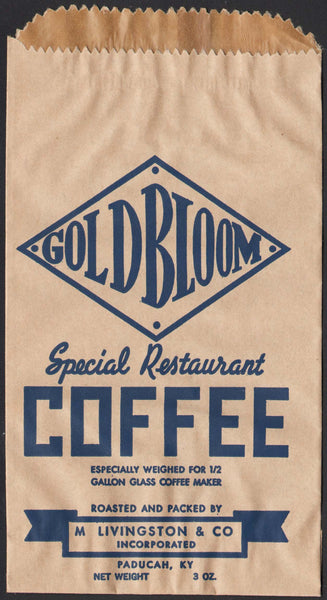 Vintage bag GOLDBLOOM COFFEE Livingston Paducah Kentucky new old stock n-mint