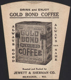 Vintage paper cup GOLD BOND COFFEE Jewett and Sherman Milwaukee Wisconsin unused