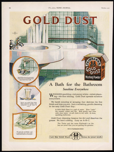 Vintage magazine ad GOLD DUST WASHING POWDER from 1922 box picturing The Twins
