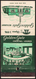 Vintage matchbook cover GOLDEN GATE RESTAURANT building and bar pictured Warren Ohio
