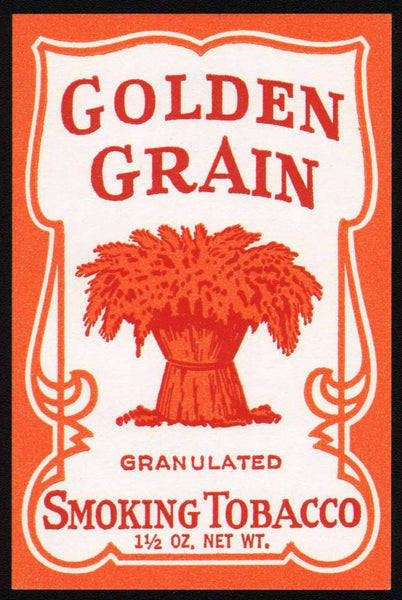 Vintage label GOLDEN GRAIN Smoking Tobacco grain pictured new old stock n-mint+