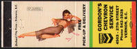 Vintage matchbook cover CHEVRON gas oil Gordons Vernon BC George Petty girlie