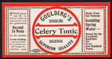 Vintage soda pop bottle label GOULDINGS CELERY TONIC Whitman Mass new old stock