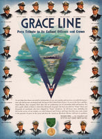 Vintage magazine ad GRACE LINE from 1943 picturing various Officers and Crew