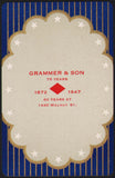 Vintage playing card GRAMMER and SON restaurant bar dated 1947 Cincinnati Ohio