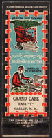 Vintage matchbook cover GRAND CAFÉ Navajo Rug Weaver Silversmith pics Gallup NM