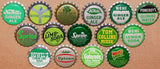 Vintage soda pop bottle caps GREEN COLORS Lot of 30 different new old stock