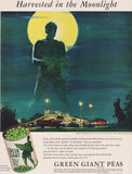 Vintage magazine ad GREEN GIANT PEAS 1945 Activity at viner station midnight pictured
