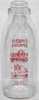 Vintage milk bottle GREEN SPRING DAIRY plant pictured Baltimore SPQ pyro quart Rare