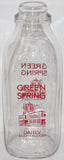 Vintage milk bottle GREEN SPRING DAIRY plant pictured Baltimore SPQ pyro quart Rare