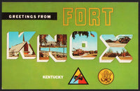 Vintage postcard GREETINGS FROM FORT KNOX Kentucky U S Army insignia unused