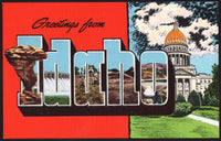 Vintage postcard GREETINGS FROM IDAHO large letter Capitol Dome Balanced Rock