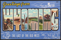 Vintage postcard GREETINGS FROM WYOMING large letter The Last of The Old West