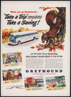 Vintage magazine ad GREYHOUND from 1949 squirrel pictured David Lockhart art