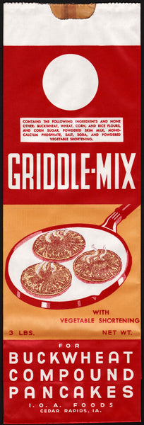 Vintage bag GRIDDLE MIX Buckwheat Pancakes IOA Foods Cedar Rapids Iowa n-mint
