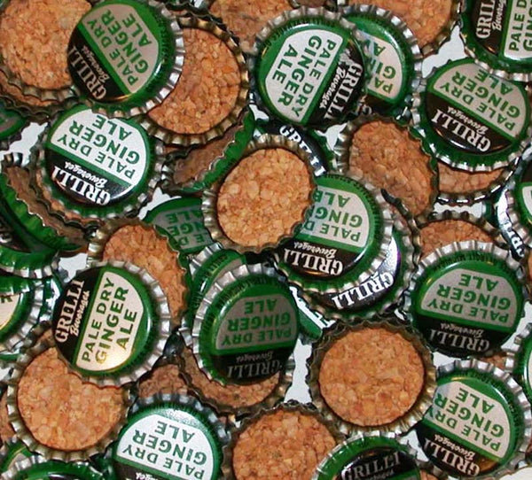 Soda pop bottle caps Lot of 12 GRILLI GINGER ALE cork lined unused new old stock