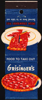 Vintage matchbook cover GRISINGERS Long Beach CA strawberry pie die cut Contour