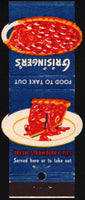 Vintage matchbook cover GRISINGERS Long Beach CA strawberry pie die cut Contour