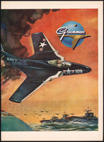 Vintage magazine ad GRUMMAN AIRCRAFT from 1953 Cougar 2 page Wayne Davis artwork