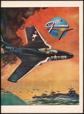 Vintage magazine ad GRUMMAN AIRCRAFT from 1953 Cougar 2 page Wayne Davis artwork
