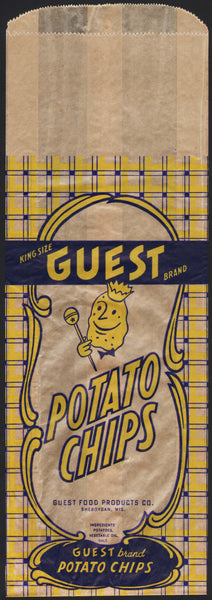Vintage bag GUEST POTATO CHIPS chip king pictured Sheboygan Wisconsin unused n-mint
