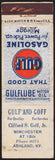 Vintage matchbook cover GULF GASOLINE Gulflube oil Clifford N Goff Ashland KY