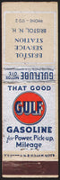 Vintage matchbook cover GULF GASOLINE oil Bristol Service Station New Hampshire