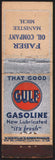 Vintage matchbook cover GULF gasoline oil Faber Oil Company Manistee Michigan