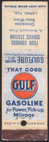 Vintage matchbook cover GULF GASOLINE oil Four Corners Station Largo Florida
