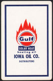 Vintage playing card GULF SOLAR HEAT heating oil nice logo Iowa Oil Distributors