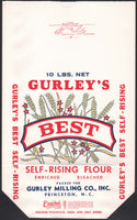 Vintage bag GURLEYS BEST Self-Rising Flour 10lbs Princeton North Carolina n-mint