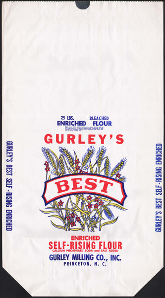 Vintage bag GURLEYS BEST Self-Rising Flour 25lbs Princeton North Carolina unused