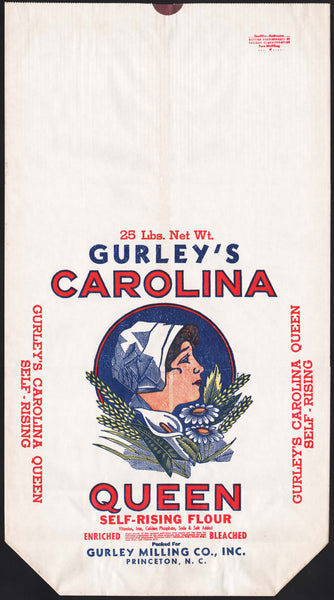 Vintage bag GURLEYS CAROLINA QUEEN woman pictured Flour Princeton North Carolina