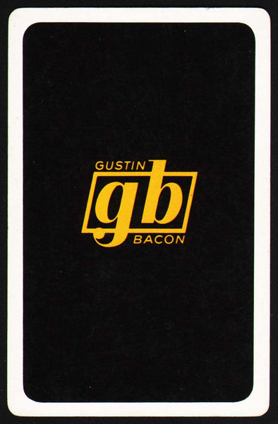 Vintage playing card GB GUSTIN BACON black background Kansas City Missouri