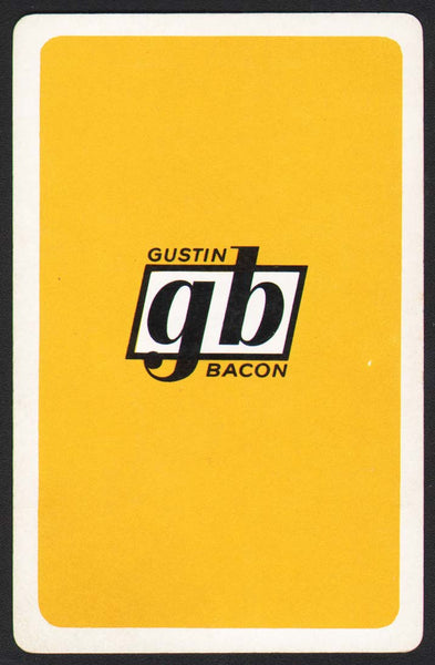 Vintage playing card GB GUSTIN BACON yellow background Kansas City Missouri