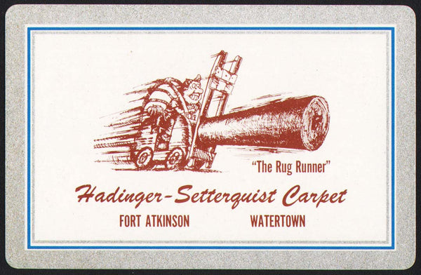 Vintage playing card HADINGER SETTERQUIST CARPET Fort Atkinson Watertown Wisconsin