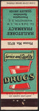 Vintage matchbook cover HAILSTORKS PHARMACY mortar and pestle pictured Washington DC