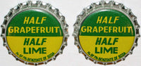 Soda pop bottle caps Lot of 25 HALF GRAPEFRUIT HALF LIME cork lined unused